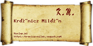 Kránicz Milán névjegykártya