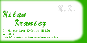 milan kranicz business card
