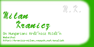 milan kranicz business card